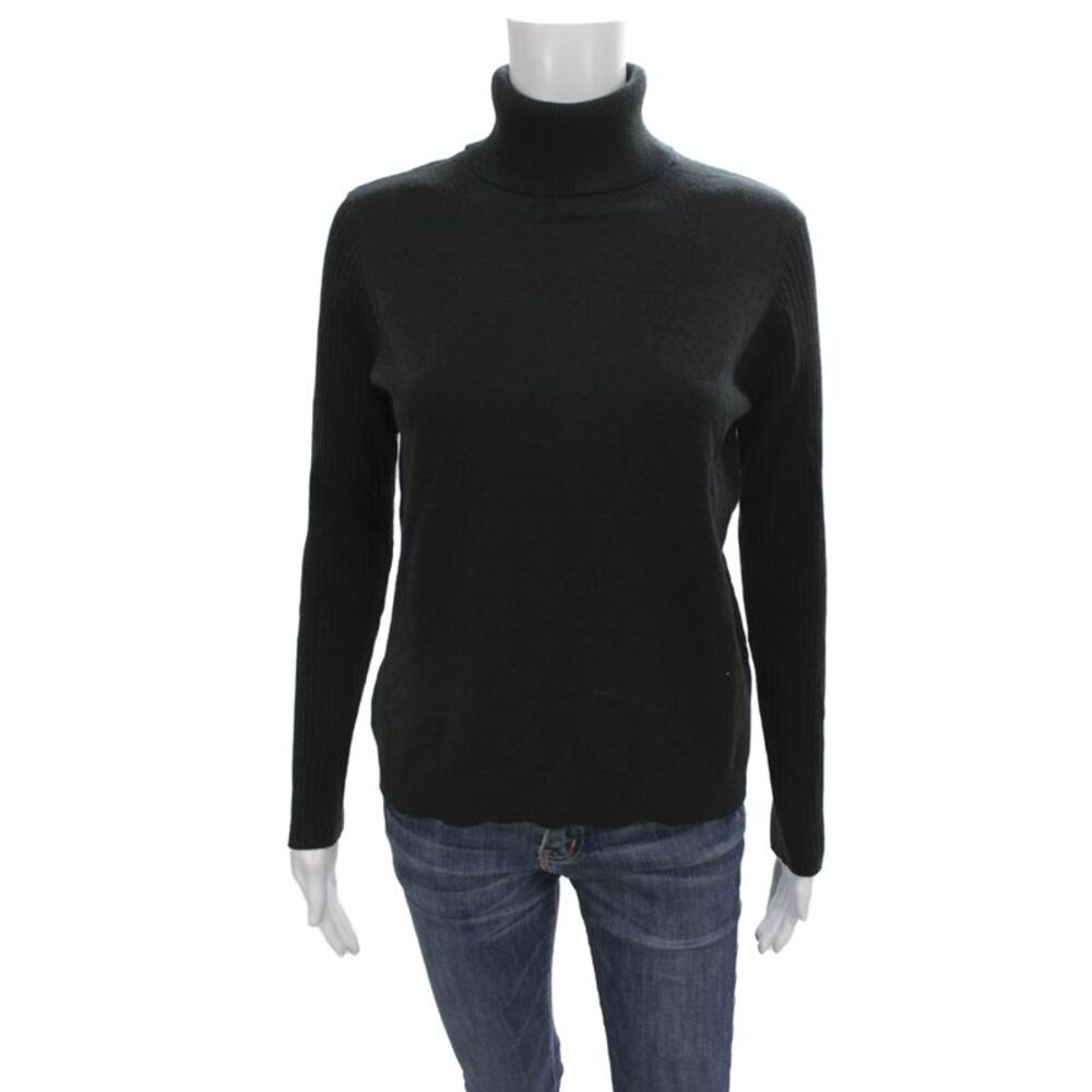 Renuar Womens Pullover Sweater Black Turtleneck Long Sleeve Acrylic Size S